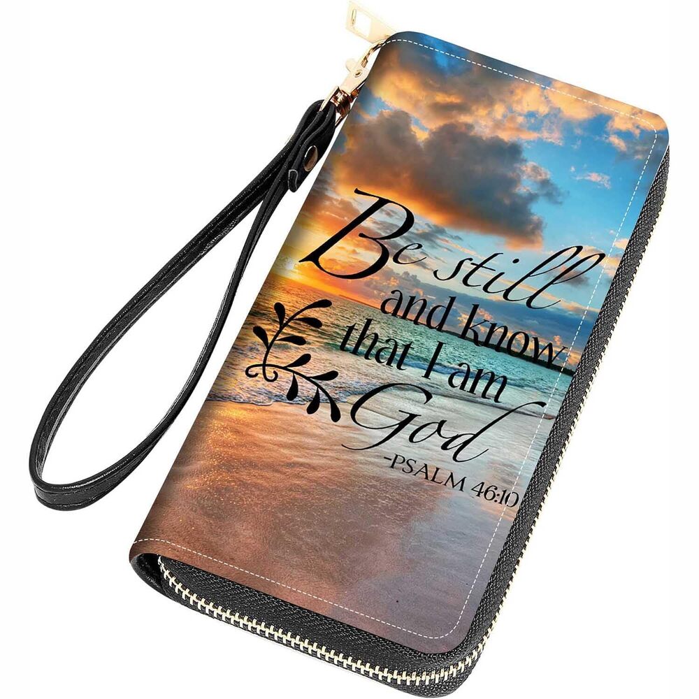 9802 Quotes Bible Verse Psalm 46:10 Print Large Capacity Wallet PU Leather